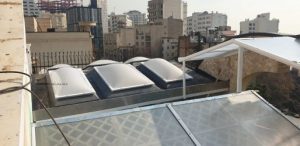 استفاده از نورگیر حبابی کوپل در سقف پاسیو با ارزانترین قیمت سقف پاسیو با بهترین قیمت و کیفیت در شرکت پوشش سقف